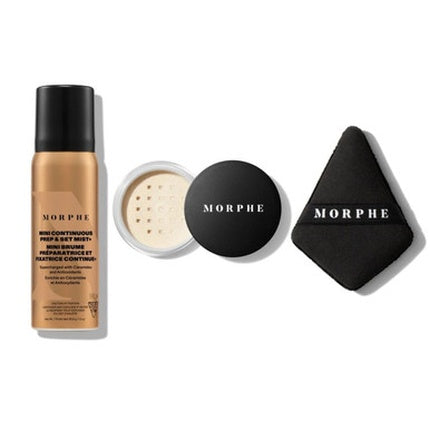 Morphe Jet-Setter Geschenkset 36.8ml Continuous Prep & Set Mist + 2.6g Translucent Setting Powder + Highlight & Contour Spons