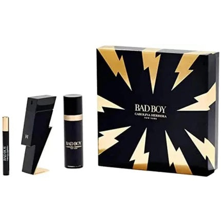 Carolina Herrera Bad Boy Geschenkset 100ml EDT + 10ml EDT + 100ml Deodorant Spray