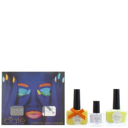 Ciaté Corrupted Neon Manicure Geschenkset 13.5ml Neon Orange Nagellak + 10g Neon Glitter + 5ml Black Light Top Coat