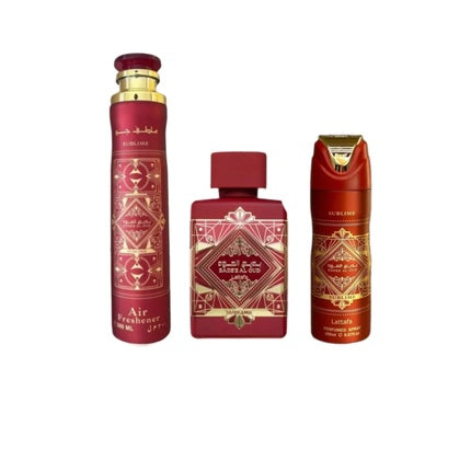 Lattafa Perfumes Bade'e Al Oud Sublime Geschenkset100ml EDP + 200ml Perfumed Body Spray + 300ml Luchtverfrisser