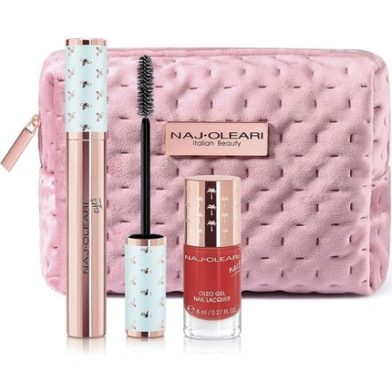 Naj Oleari Geschenkset 14ml Wear The Volume Mascara + 8ml Oleo Gel Nagellak 22 Red + Tasje