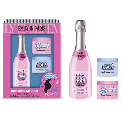 Emily In Paris Gift Set 150ml Shimmer Shower Gel + 80ml Body Butter + 100g Bath Salts