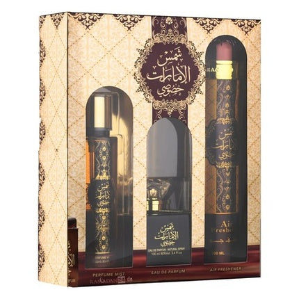 Ard Al Zaafaran Shams Al Emarat Khususi Geschenkset  100ml EDP + 250ml Body Mist + 300ml Luchtverfrisser