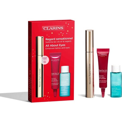 Clarins All About Eyes Gift Set 8ml Supra Volume Mascara + 10ml Instant Eye Make-Up Remover + 7ml Total Eye Lift