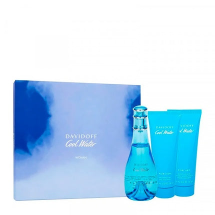 Davidoff Cool Water Woman Geschenkset 100ml EDT + 75ml Body Lotion + 75ml Douchegel