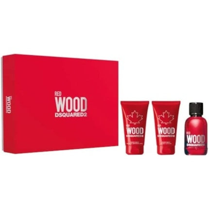 DSquared² Red Wood Geschenkset 50ml EDT + 50ml Body Lotion + 50ml Douchegel