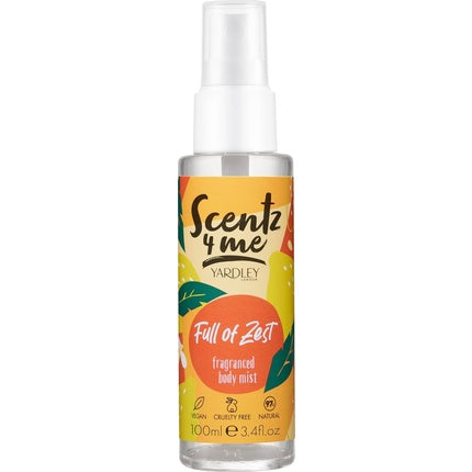 Yardley Scentz 4 Me Fragranced Body Mist 100ml Spray - Full Of Zest