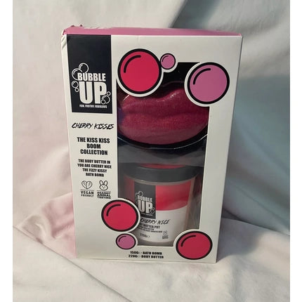 Bubble Up Kiss Kiss Boom Geschenkset 150g Fizzy Kissy Bruisbal + 200g Cherry Nice Body Butter