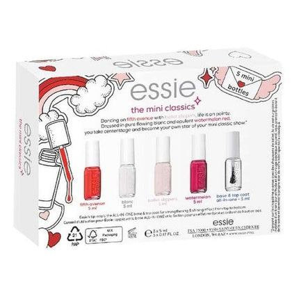 Essie The Mini Classics Nagellak Geschenkset 5ml Fifth Avenue + 5ml Blanc + 5ml Ballet Slippers + 5ml Water Melon + 5ml Base & Top Coat