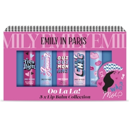 Emily In Paris Lip Balm Geschenkset 5 x 4g Raspberry + Matcha + Mint + 2 x Vanilla