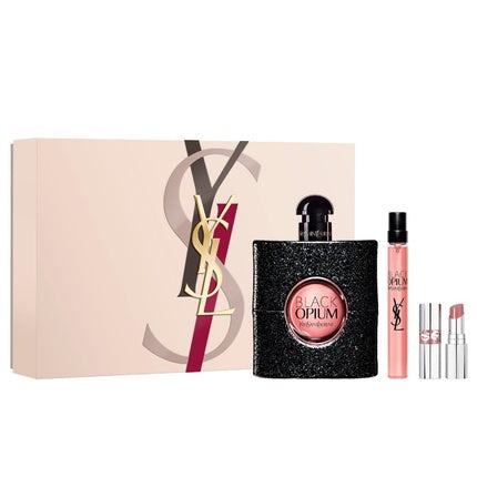 Yves Saint Laurent Black Opium Geschenkset 90ml EDP + 10ml EDP + Mini Loveshine Lipstick - 44 Nude Lavalière
